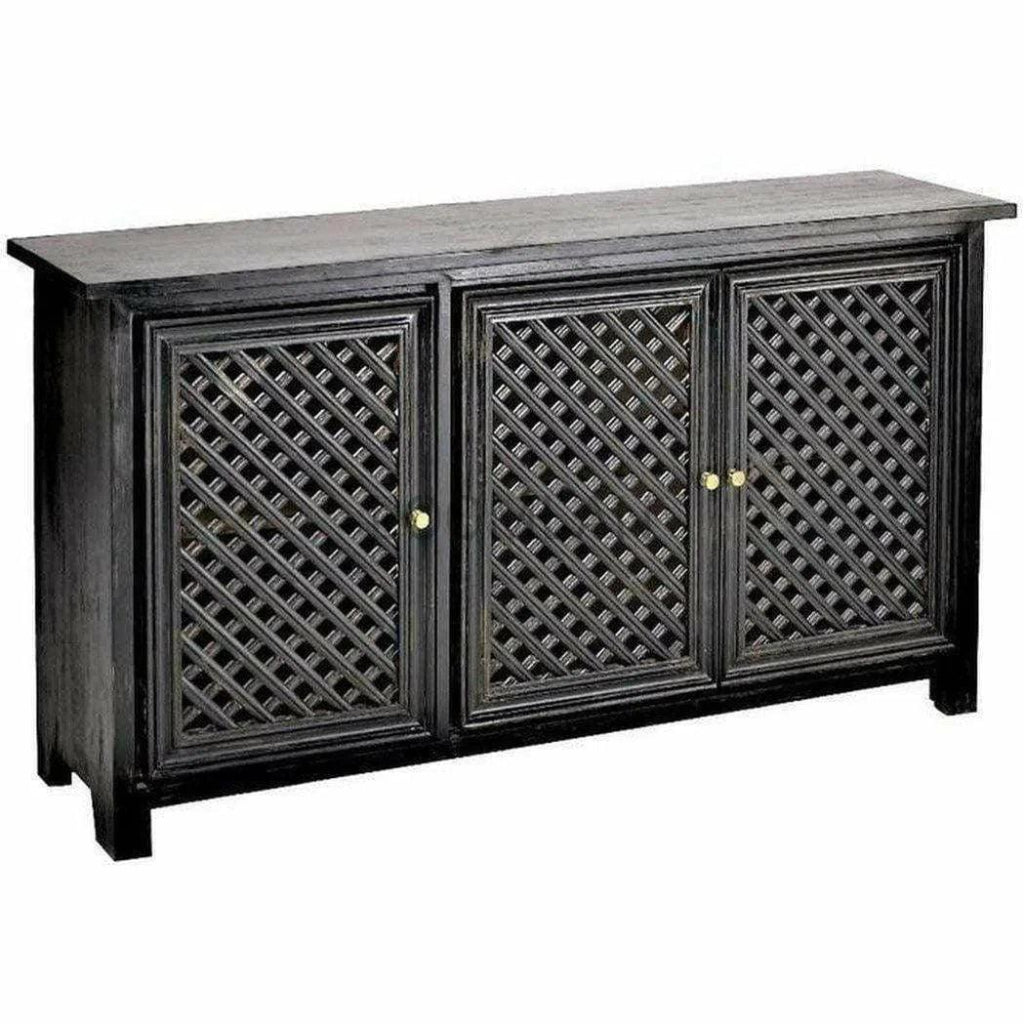 Black Sideboard with 3 Doors & Brass Knobs - LOOMLAN - LOOMLAN - Sideboards