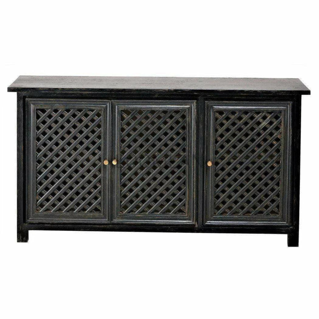 Black Sideboard with 3 Doors & Brass Knobs - LOOMLAN - LOOMLAN - Sideboards