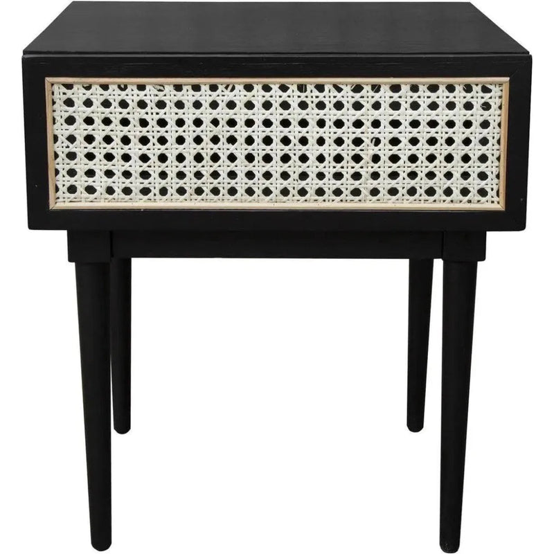 Black Square Side Table Drawers Wood Wood Base - LOOMLAN - LH Imports - Side Tables