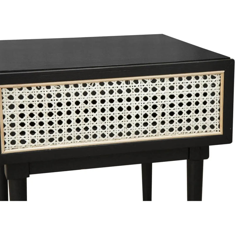 Black Square Side Table Drawers Wood Wood Base - LOOMLAN - LH Imports - Side Tables