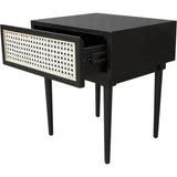 Black Square Side Table Drawers Wood Wood Base - LOOMLAN - LH Imports - Side Tables