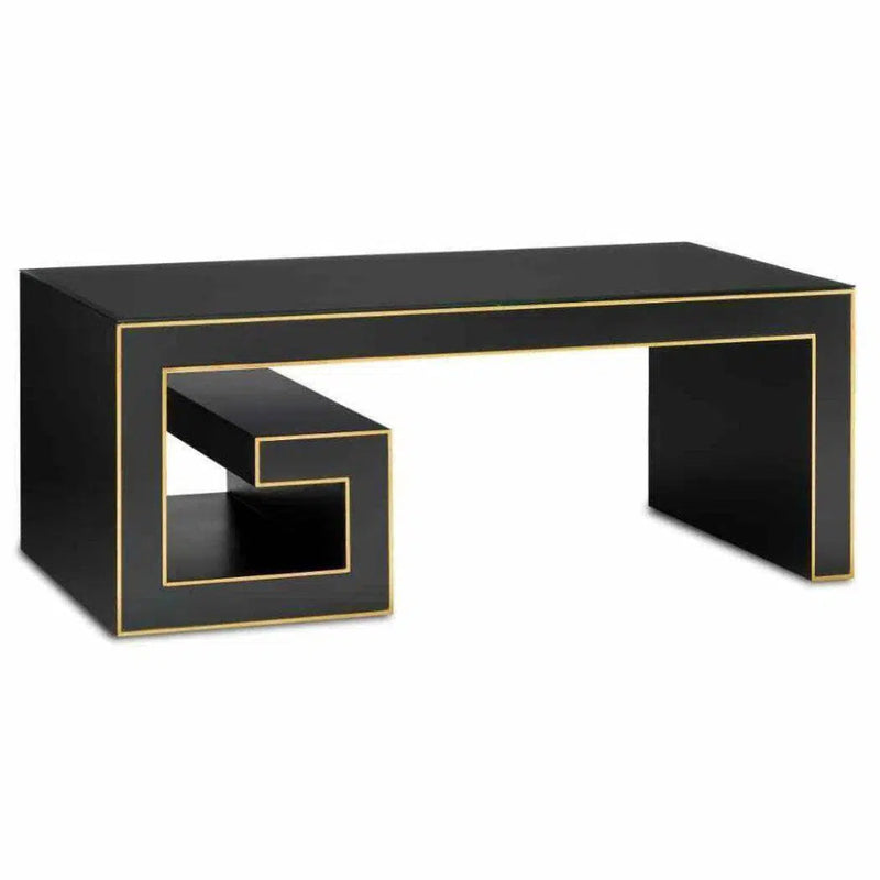 Black Waterfall Rectangular Cocktail Table - LOOMLAN - Currey & Co - Coffee Tables