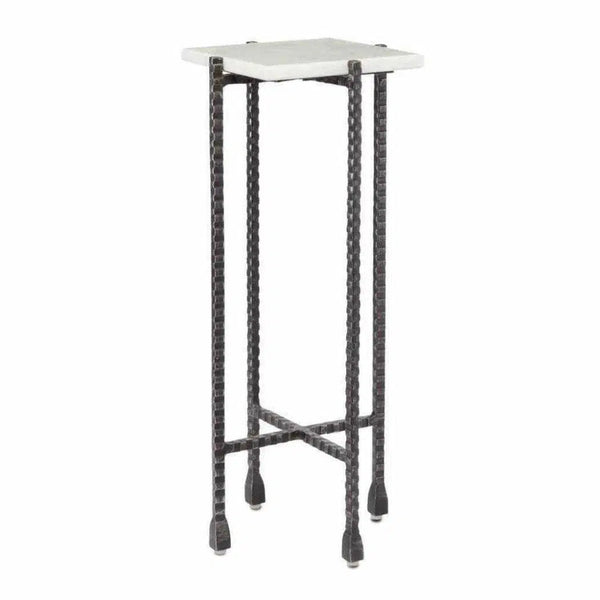 Black White Flying Marble Drinks Table - LOOMLAN - Currey & Co - Side Tables