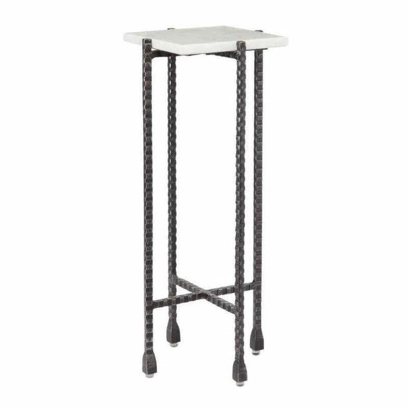 Black White Flying Marble Drinks Table - LOOMLAN - Currey & Co - Side Tables