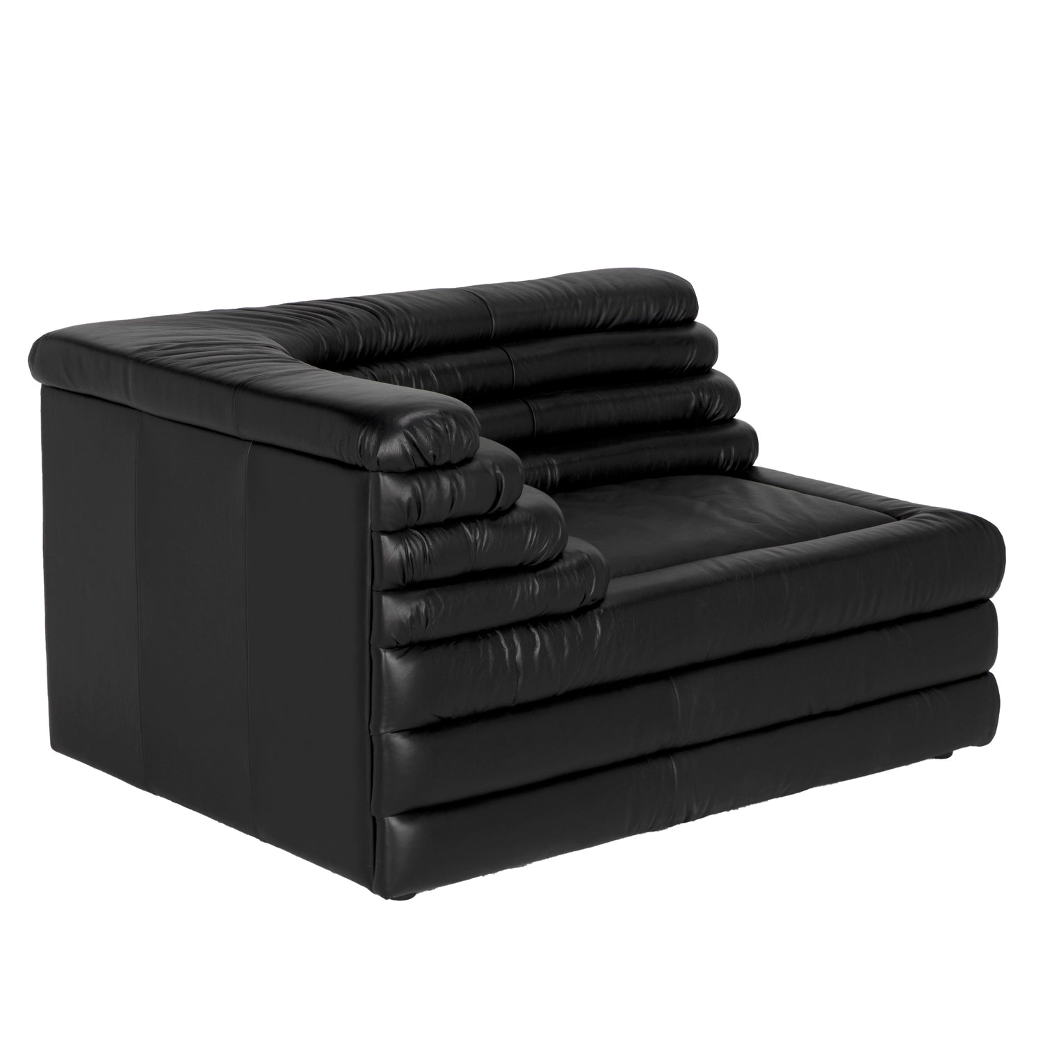 Bandera Top-Grain Leather Black Sectional Sofa