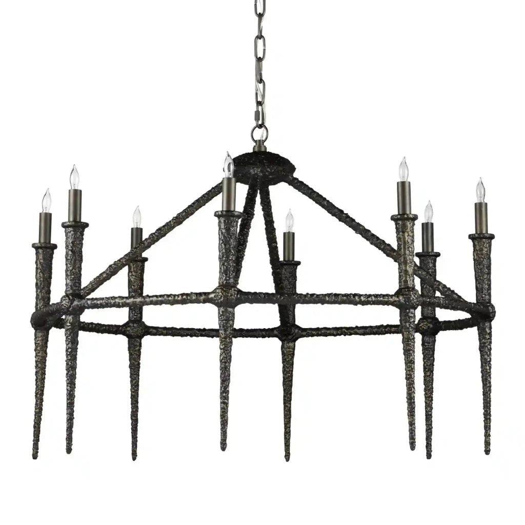 Blackthorn Cast Aluminum Framed Chandelier - LOOMLAN - Currey & Co - Chandeliers