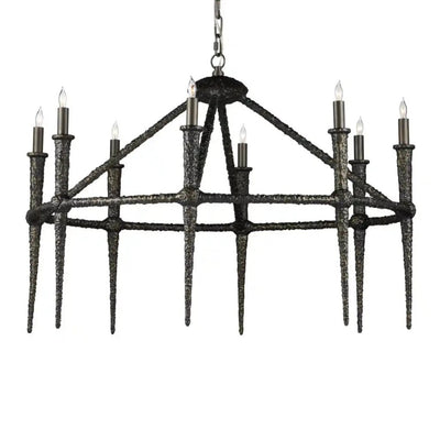 Blackthorn Cast Aluminum Framed Chandelier - LOOMLAN - Currey & Co - Chandeliers