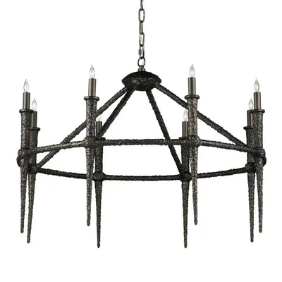 Blackthorn Cast Aluminum Framed Chandelier - LOOMLAN - Currey & Co - Chandeliers