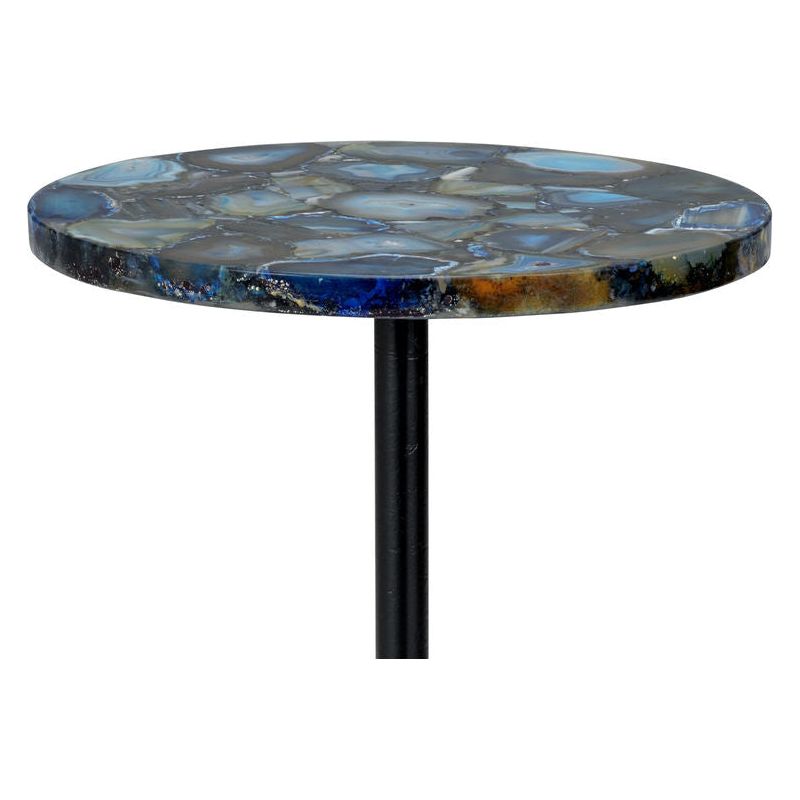 Blue Agate Black Painted Iron Based Side Table - LOOMLAN - Chelsea House - Side Tables