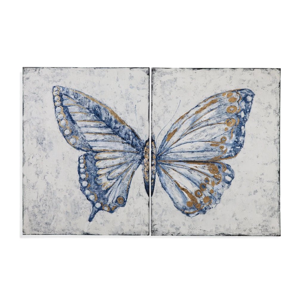 Blue Butterfly Blue Wall Art - LOOMLAN - Bassett Mirror - Canvas Art