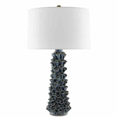 Blue Drip Glaze Sunken Blue Table Lamp - LOOMLAN - Currey & Co - Table Lamps