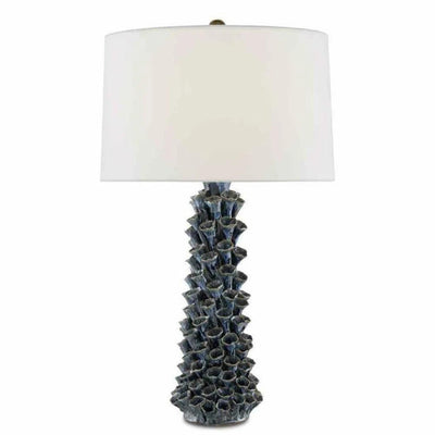 Blue Drip Glaze Sunken Blue Table Lamp - LOOMLAN - Currey & Co - Table Lamps