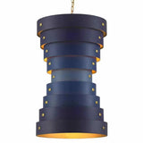 Blue Gold Leaf Graduation Small Chandelier By Koshitaka - LOOMLAN - Currey & Co - Chandeliers