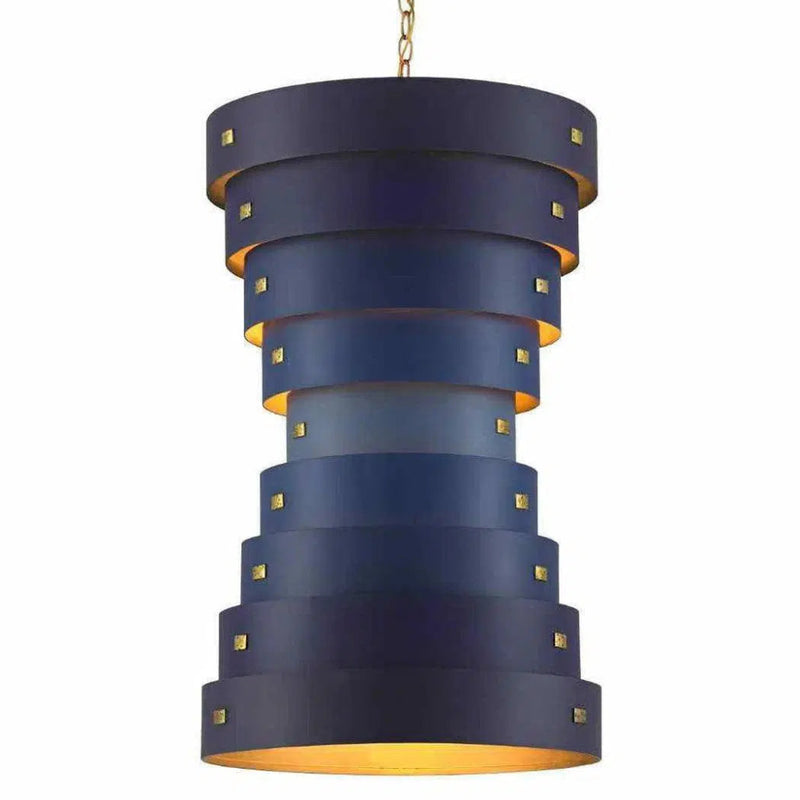 Blue Gold Leaf Graduation Small Chandelier By Koshitaka - LOOMLAN - Currey & Co - Chandeliers