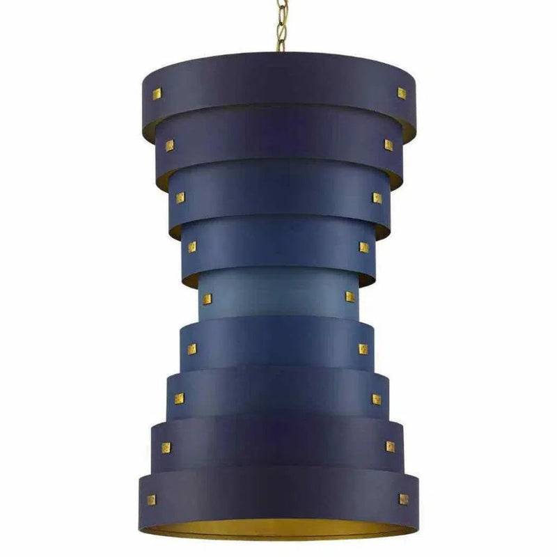Blue Gold Leaf Graduation Small Chandelier By Koshitaka - LOOMLAN - Currey & Co - Chandeliers