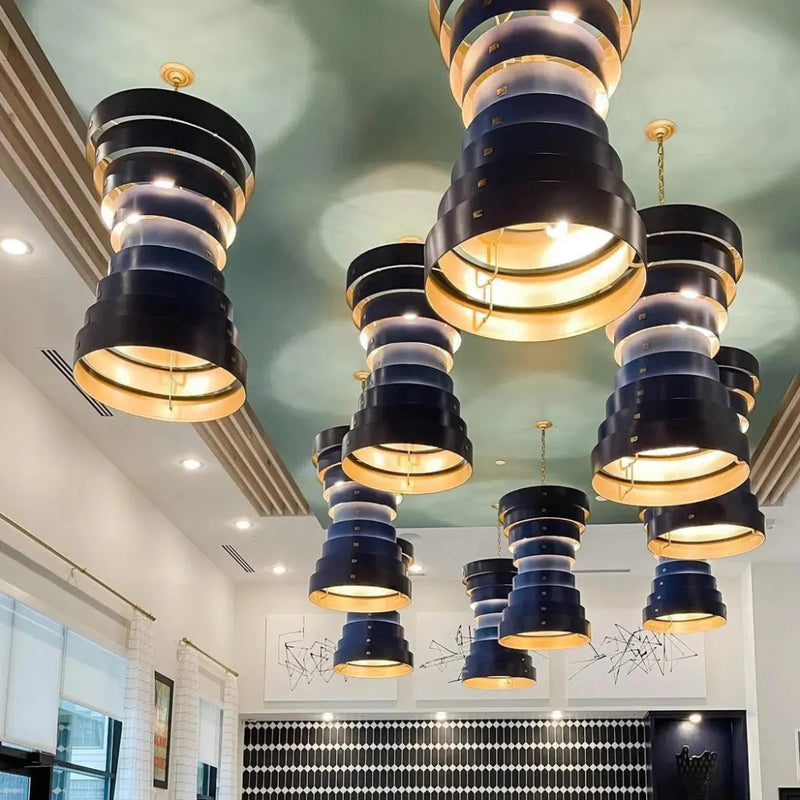 Blue Gold Leaf Graduation Small Chandelier By Koshitaka - LOOMLAN - Currey & Co - Chandeliers