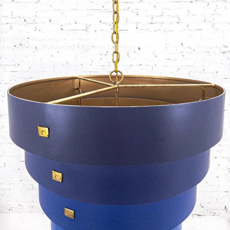 Blue Gold Leaf Graduation Small Chandelier By Koshitaka - LOOMLAN - Currey & Co - Chandeliers