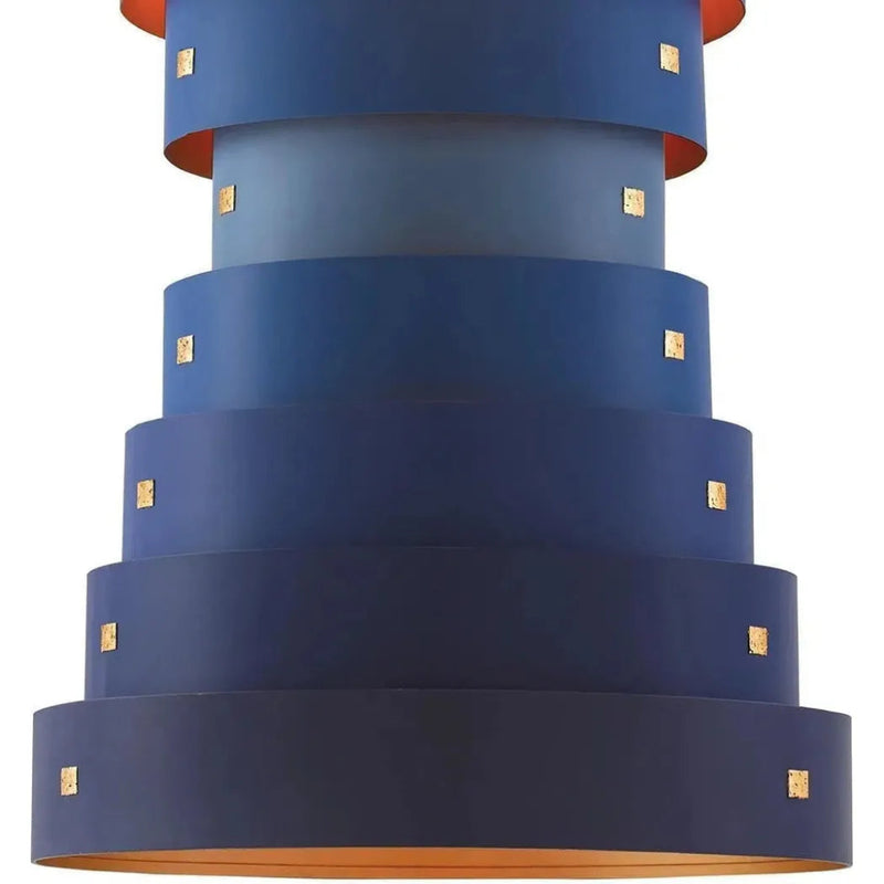 Blue Gold Leaf Graduation Small Chandelier By Koshitaka - LOOMLAN - Currey & Co - Chandeliers
