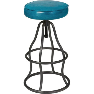 Blue Leather Seat Backless Height Counter Stool - LOOMLAN - LH Imports - Counter Stools