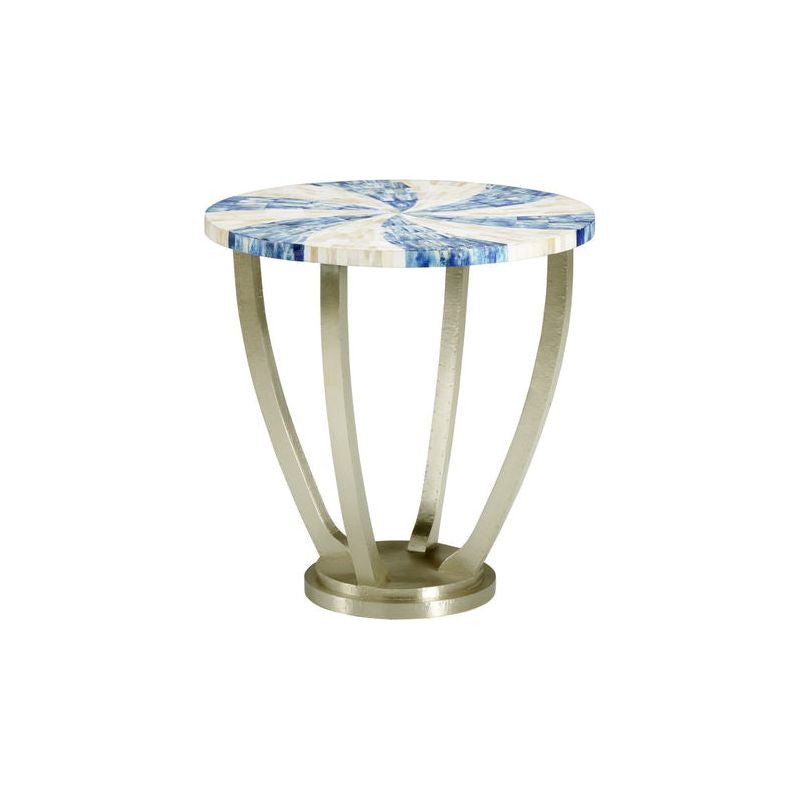 Blue Swirl Patterned Wooden Side Table - LOOMLAN - Chelsea House - Side Tables