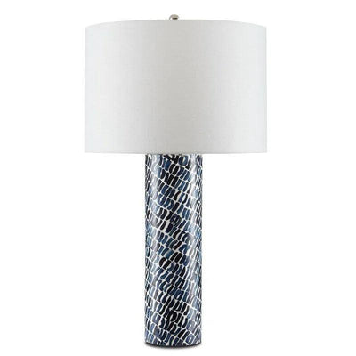 Blue White Indigo Table Lamp - LOOMLAN - Currey & Co - Table Lamps