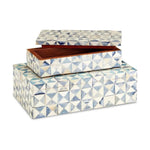 Blue White Sky Blue Box Set of 2 - LOOMLAN - Currey & Co - Boxes & Bowls