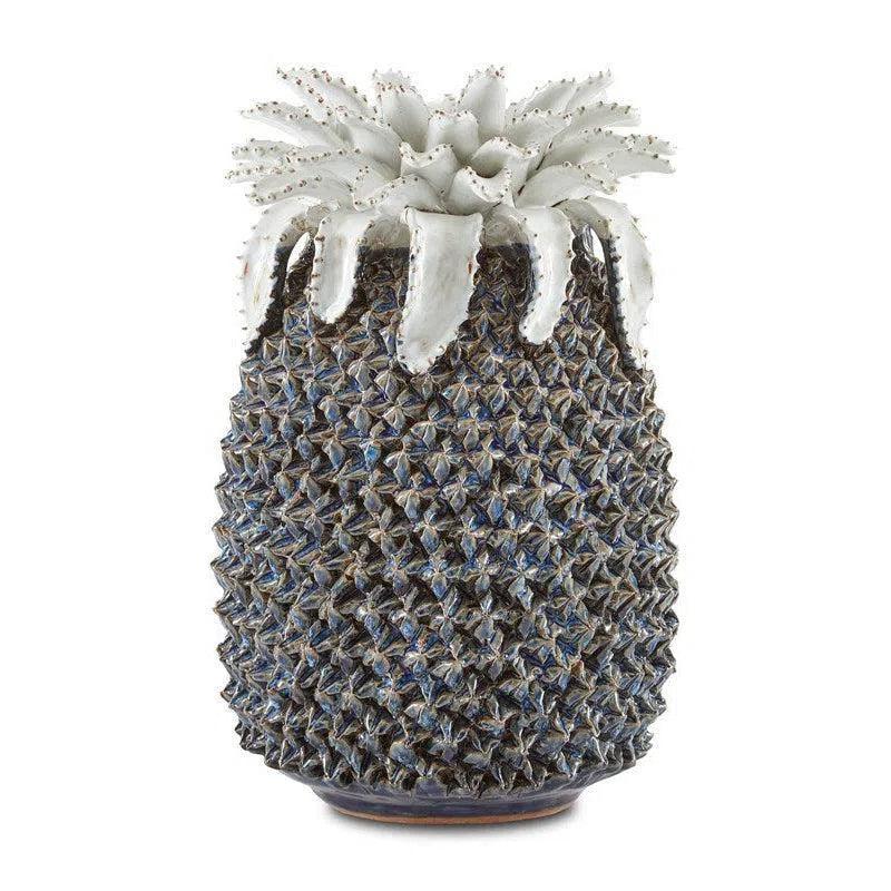 Blue White Waikiki Medium Blue Pineapple - LOOMLAN - Currey & Co - Statues & Sculptures