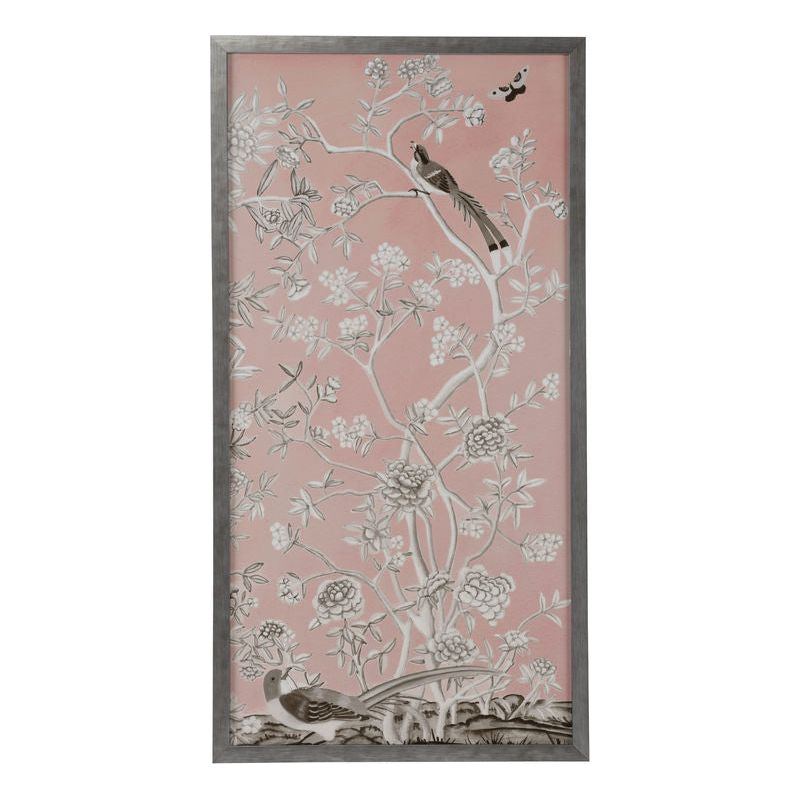 Blush Chinoiserie Silver Framed Artwork - LOOMLAN - Chelsea House - Artwork