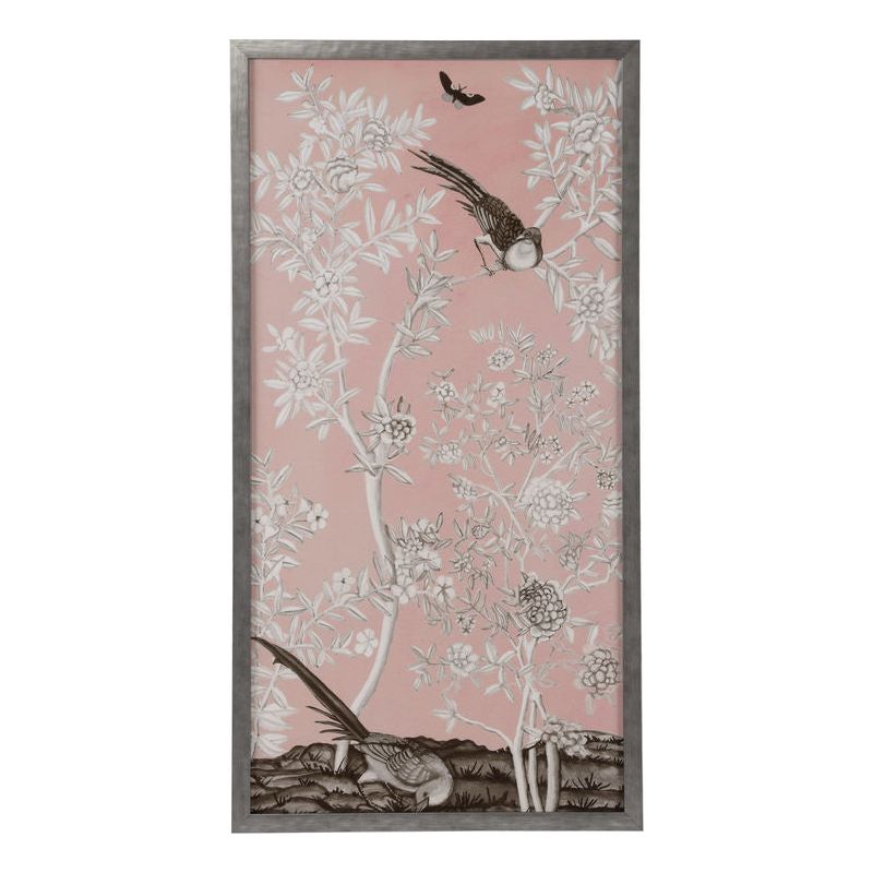 Blush Chinoiserie Silver Framed Artwork - LOOMLAN - Chelsea House - Artwork