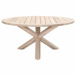 Boca Outdoor 63" Round Dining Table Gray Teak - LOOMLAN - Essentials For Living - Outdoor Dining Tables