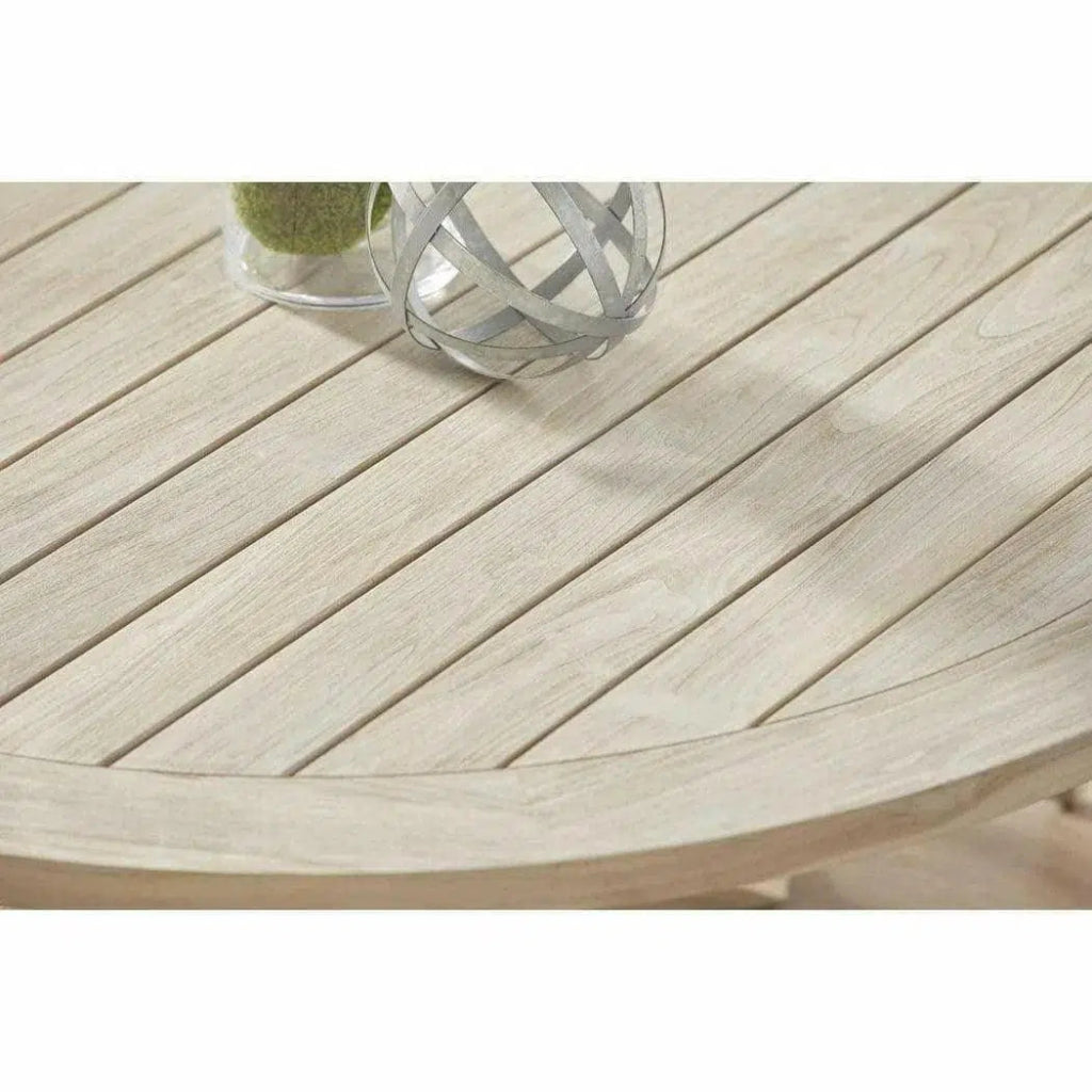 Boca Outdoor 63" Round Dining Table Gray Teak - LOOMLAN - Essentials For Living - Outdoor Dining Tables