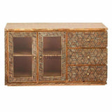 Bone Inlay 3 Drawer 2 d Glass Doors Display Sideboard - LOOMLAN - LOOMLAN - Sideboards