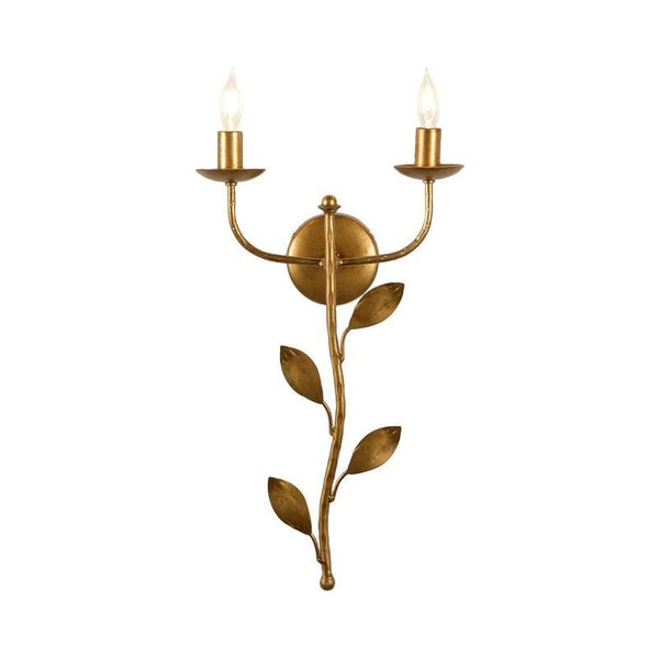 Botanical Leaf Design Iron Wall Sconce - LOOMLAN - Chelsea House - Wall Sconces