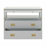 Bradley 2 Drawers Gray Nightstand Pull Out Tray - LOOMLAN - Essentials For Living - Nightstands