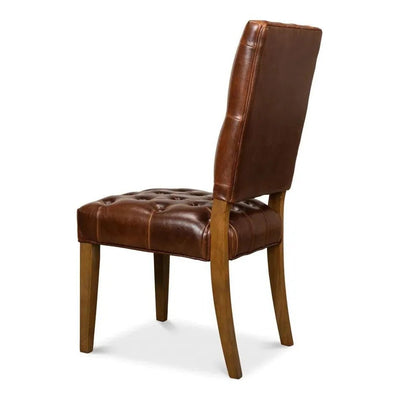 Brady Leather Side Dining Chairs Set of Two - LOOMLAN - Sarreid - Dining Chairs