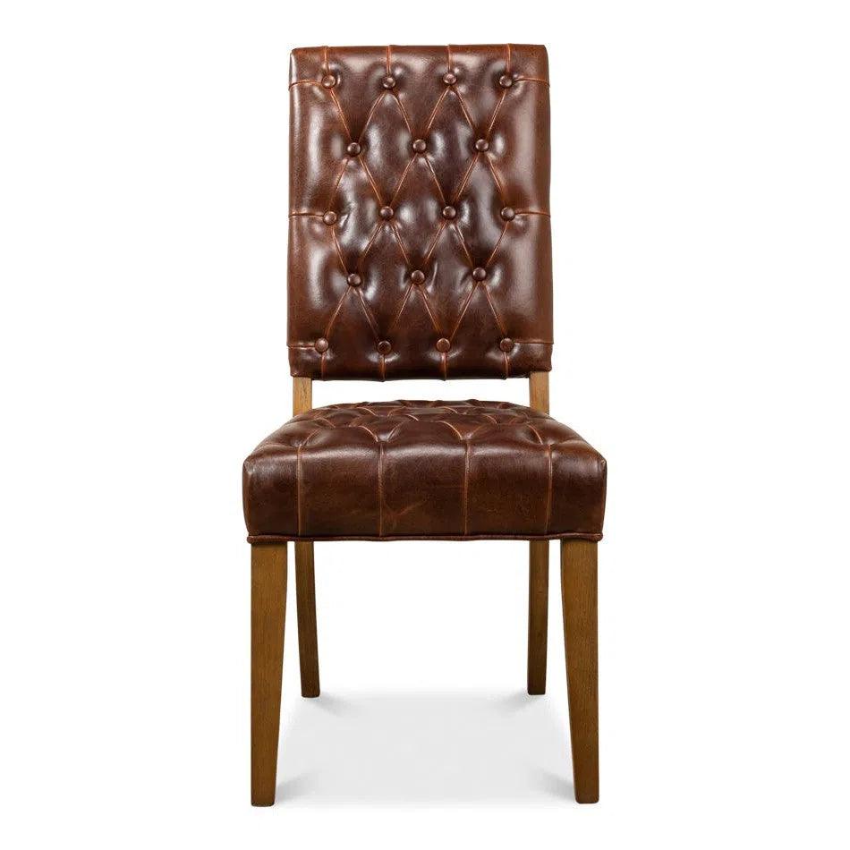 Brady Leather Side Dining Chairs Set of Two - LOOMLAN - Sarreid - Dining Chairs