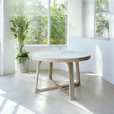 Round Dining Table Glass Top Teak Wood Branches