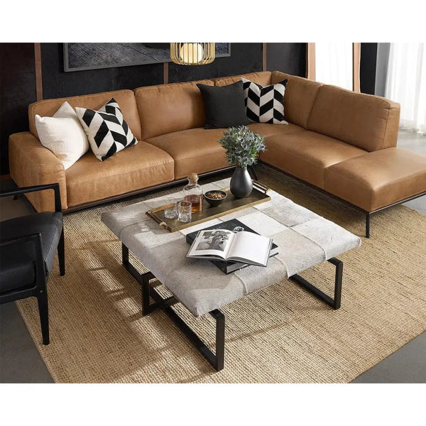 Brandi Sofa Chaise Camel Leather With Modern - LOOMLAN - SUNPAN - Sofas & Loveseats