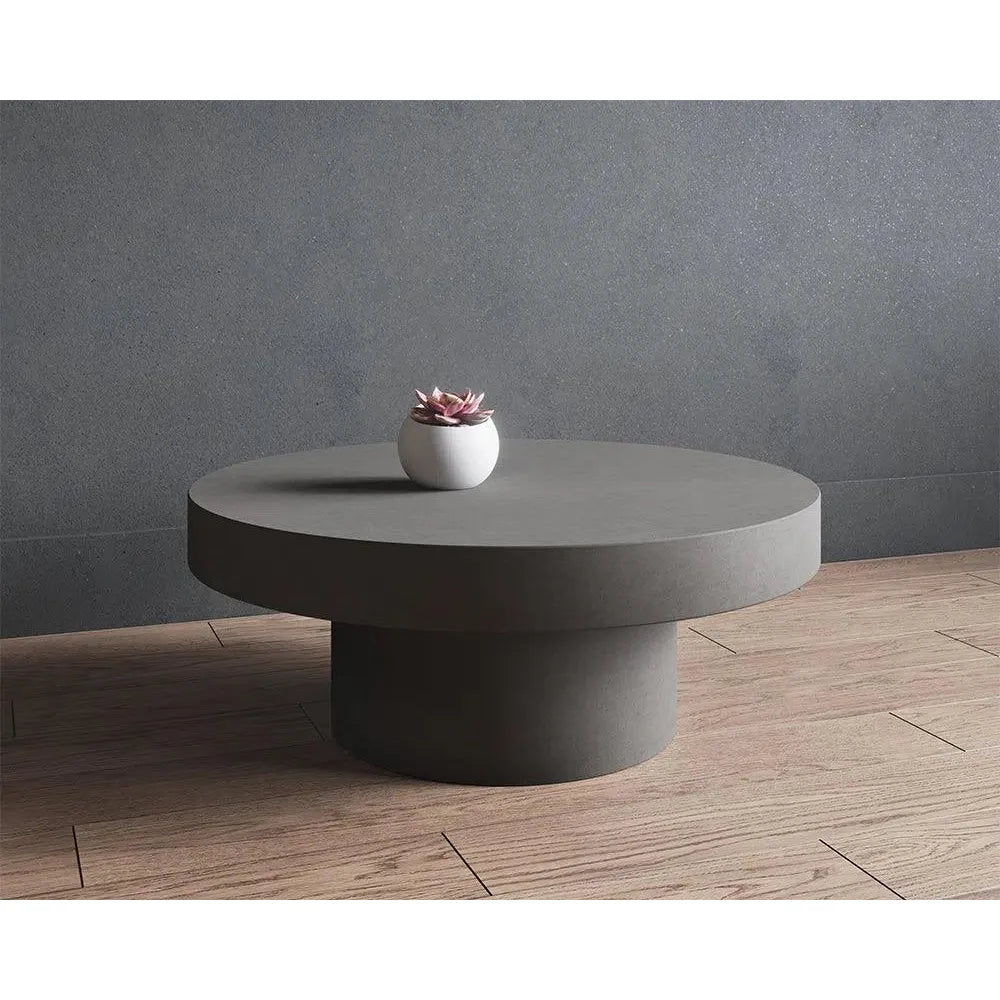 Brando Concrete Outdoor Round Coffee Table - LOOMLAN - SUNPAN - Outdoor Coffee Tables