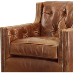 Brandy Grain Brown Leather Large Swivel Chair - LOOMLAN - Uptown Sebastian - Club Chairs