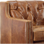 Brandy Grain Brown Leather Large Swivel Chair - LOOMLAN - Uptown Sebastian - Club Chairs