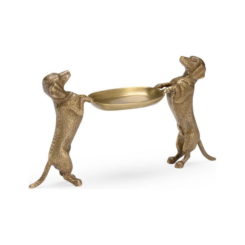 Brass Dachshund Gold Accent Piece Sculpture - LOOMLAN - Wildwood - Statues & Sculptures