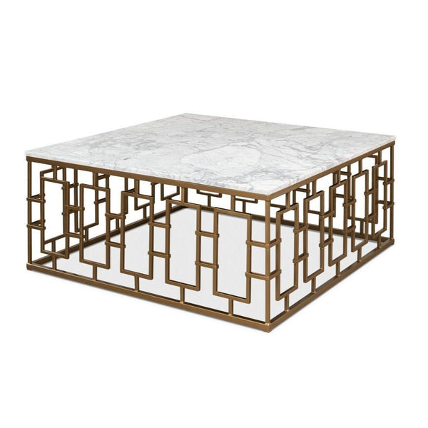 Brass Gate Italian Marble Top Cocktail Table - LOOMLAN - Sarreid - Coffee Tables