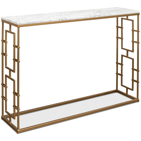 Brass Gate Italian Marble Top Console Table - LOOMLAN - Sarreid - Console Tables