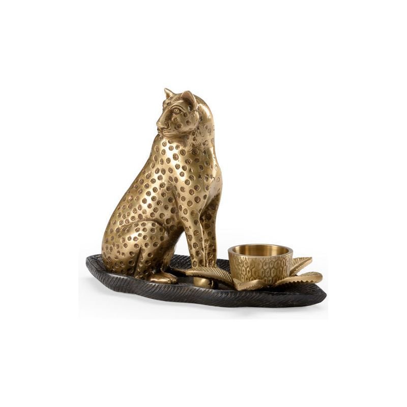 Brass Kat Gold Finish Candleholder - LOOMLAN - Wildwood - Candle Holders