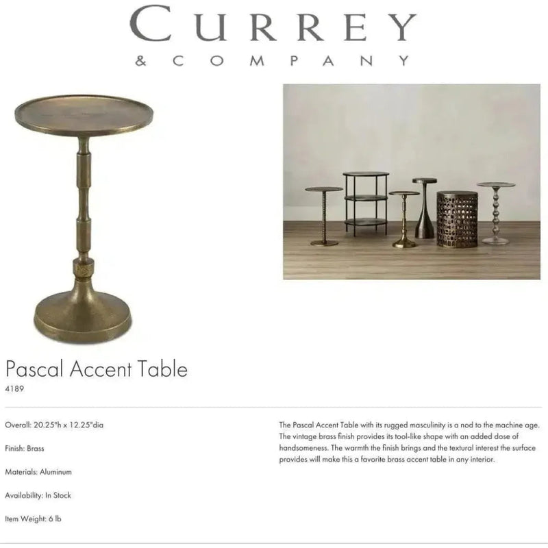 Brass Pascal Accent Table - LOOMLAN - Currey & Co - Side Tables