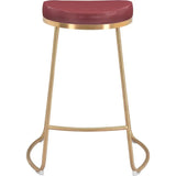 Bree Counter Stool 2PC Burgundy & Gold - LOOMLAN - Zuo Modern - Counter Stools