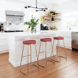 Bree Counter Stool 2PC Burgundy & Gold - LOOMLAN - Zuo Modern - Counter Stools