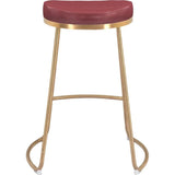Bree Counter Stool 2PC Burgundy & Gold - LOOMLAN - Zuo Modern - Counter Stools