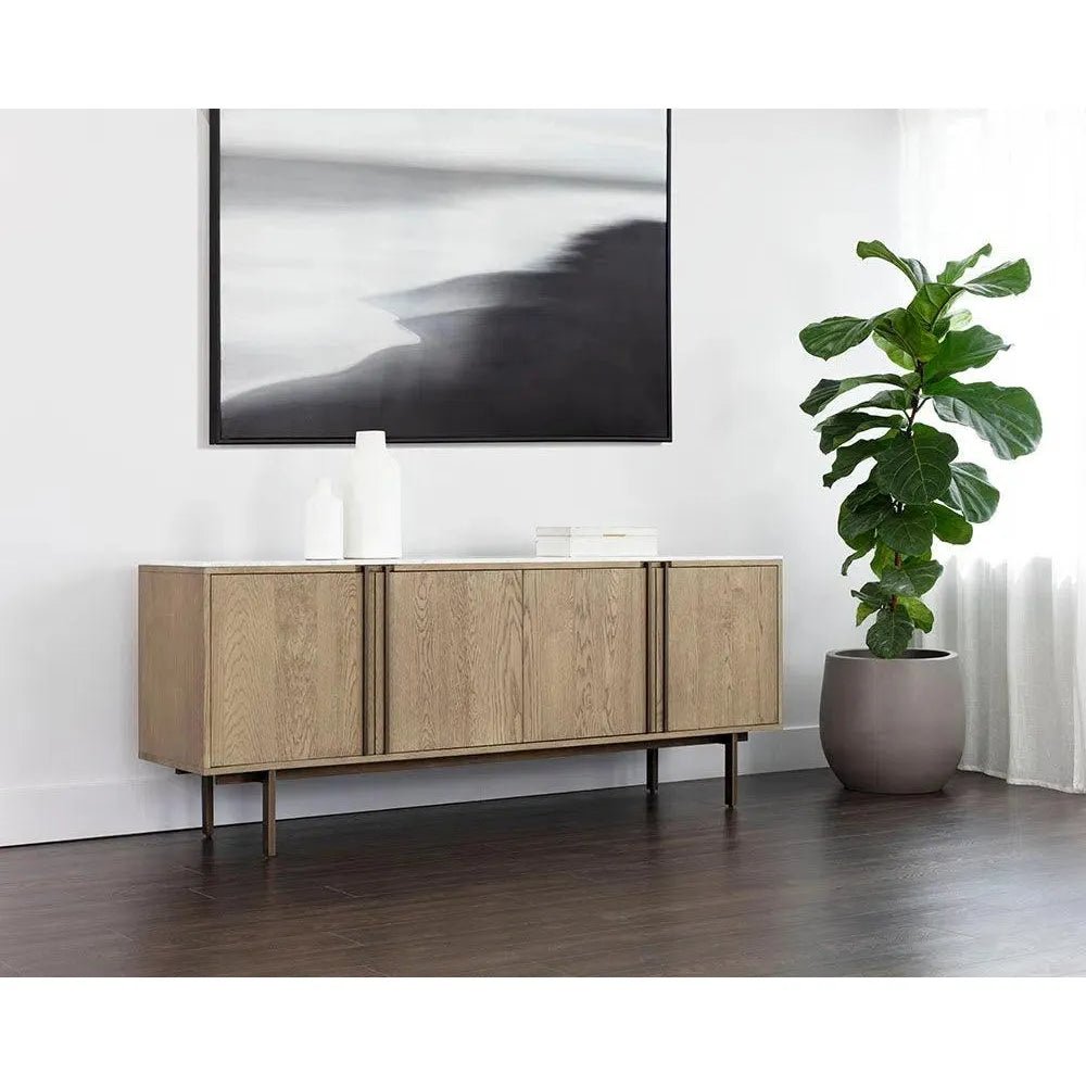 Briar Wooden Marble Top Sideboard - LOOMLAN - SUNPAN - Sideboards